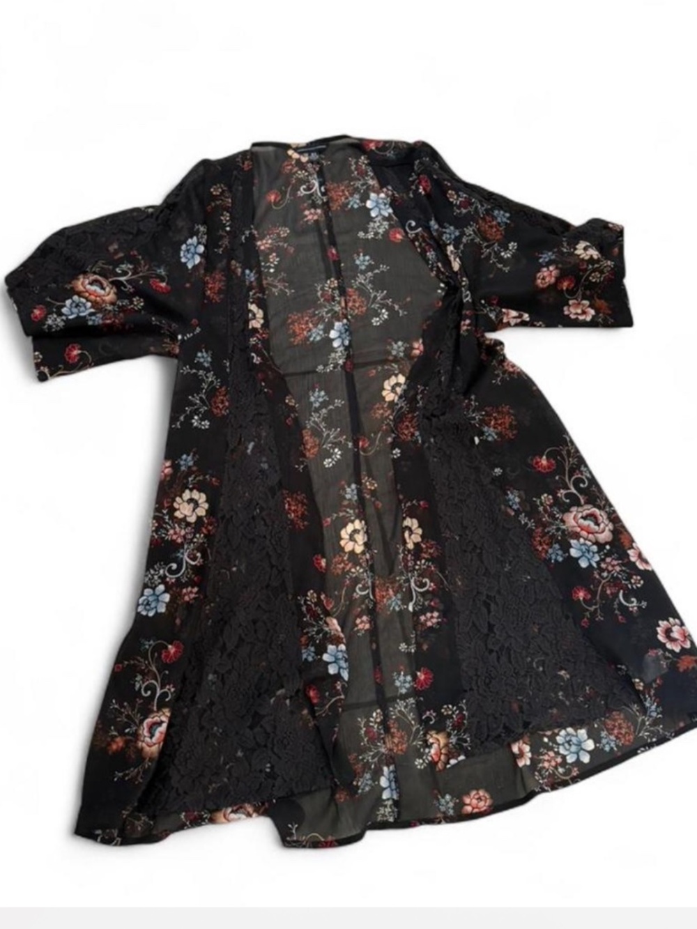 American Eagle Floral Lace Kimono Duster | Boho Whimsigoth Cottagecore